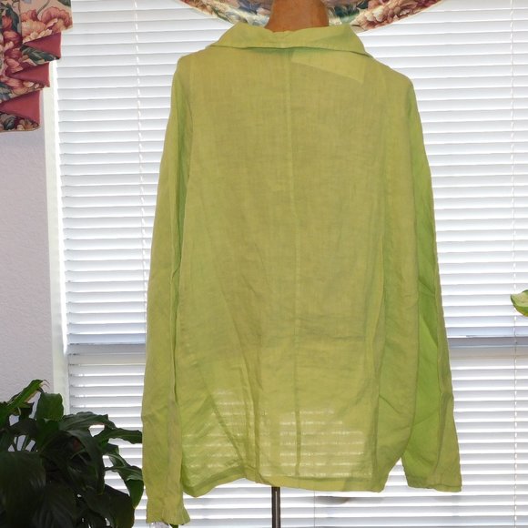 NWT Bright Green Linen Top TRANSPARENTE sz 1 M 10 12 L 14 Made in Italy - Picture 3 of 3